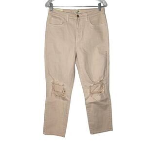 L’agence Audrina Pink High Rise Straight Leg Distressed Jeans Size 29 Women’s